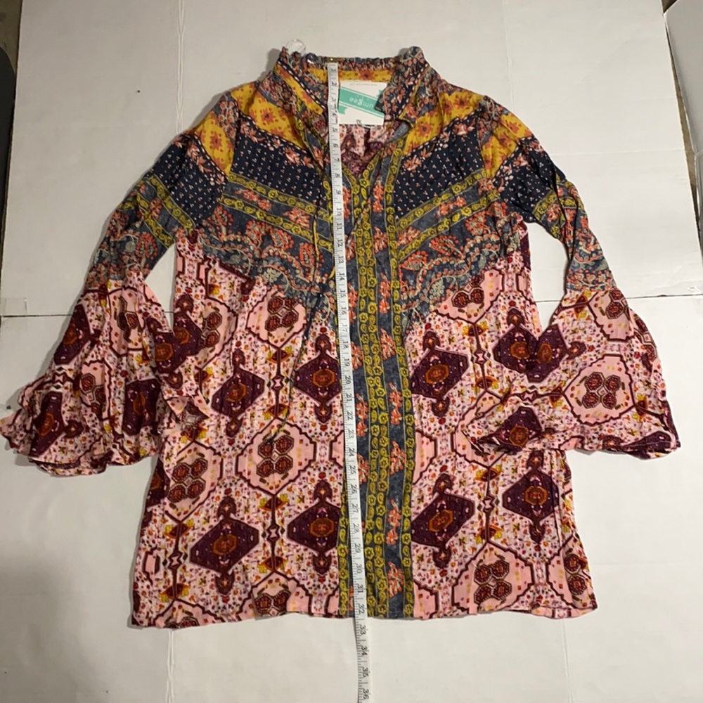 Umgee Boho Daydream Believer bohemian mixed floral bell sleeve hippie Mini dress